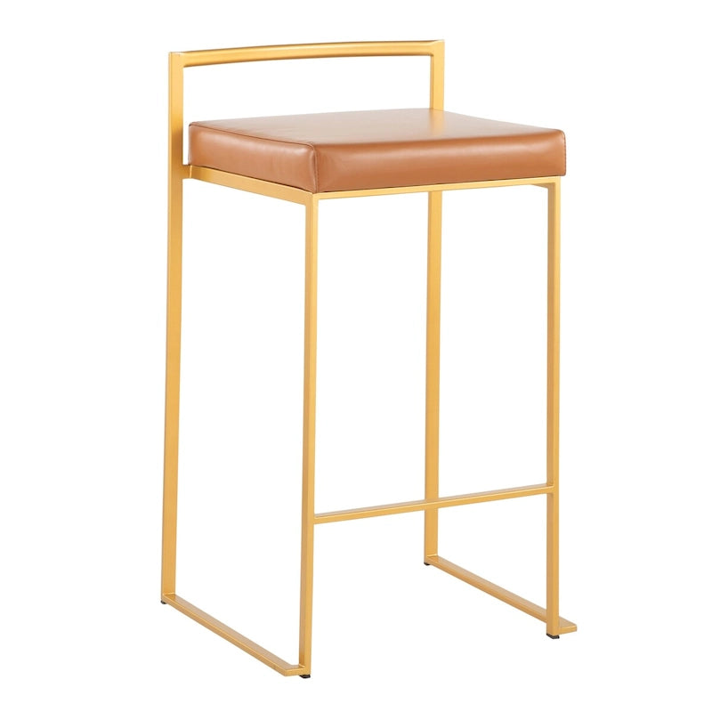 Tabouret de comptoir empilable entièrement soudé Silver Orchid Forrest Gold (lot de 3)