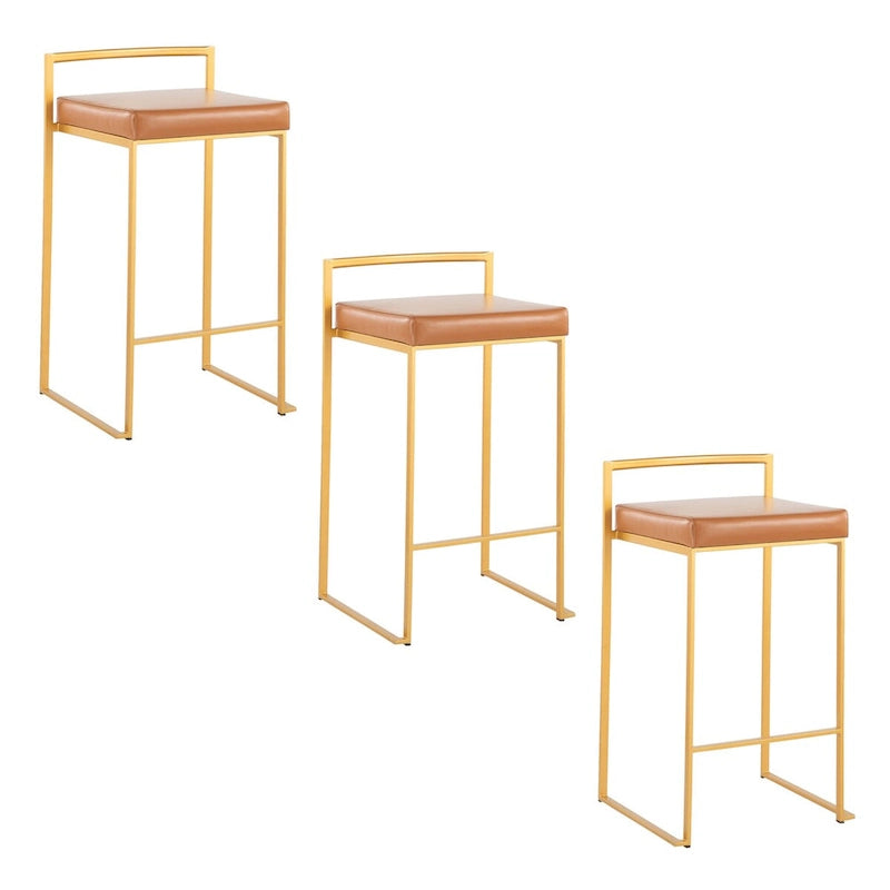 Tabouret de comptoir empilable entièrement soudé Silver Orchid Forrest Gold (lot de 3)