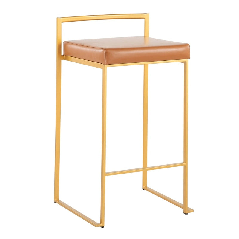 Tabouret de comptoir empilable entièrement soudé Silver Orchid Forrest Gold (lot de 3)