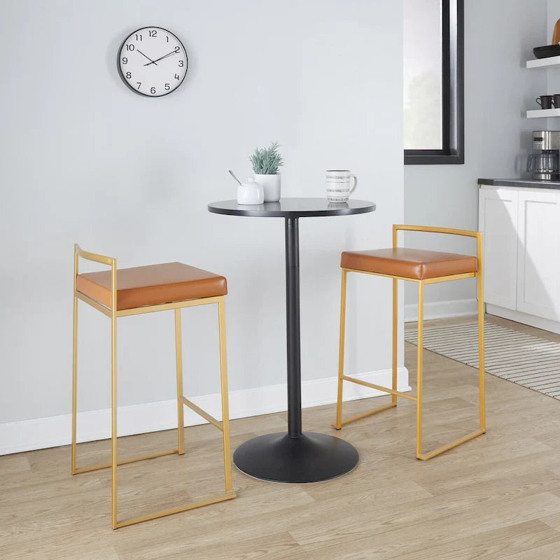 Tabouret de comptoir empilable entièrement soudé Silver Orchid Forrest Gold (lot de 3)