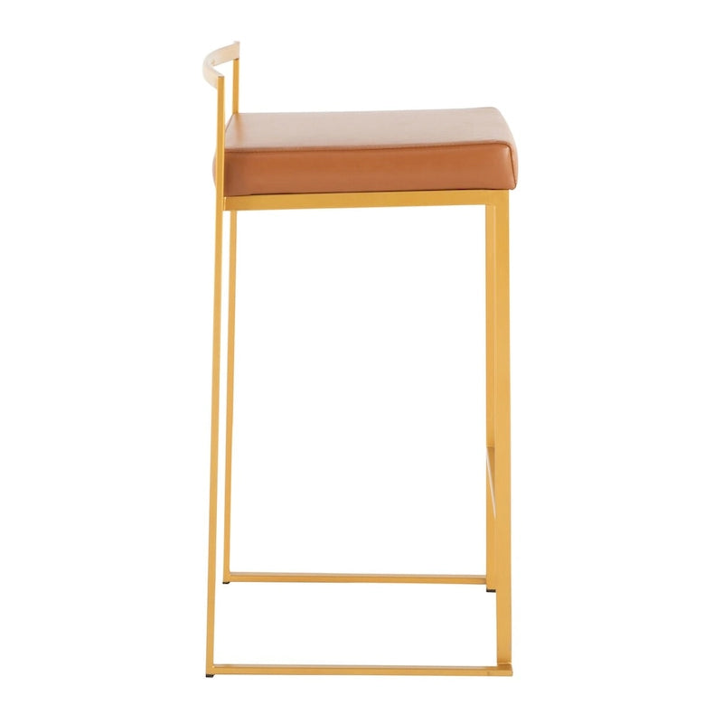 Tabouret de comptoir empilable entièrement soudé Silver Orchid Forrest Gold (lot de 3)