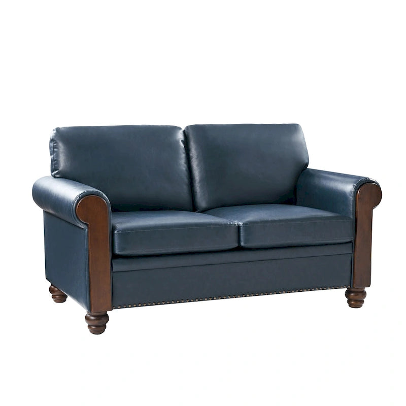 Canapé Hedda en cuir transitionnel de 150 cm de large avec pieds en bois massif par HULALA HOME