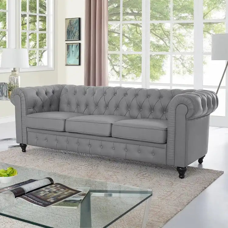 Emery Chesterfield Sofa, Luxurious Comfort for Cozy Living Rooms, Mid-Century Modern couch, Elegance & Serenity, 3-Seater Sofa