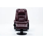 Fauteuil inclinable pivotant en cuir pleine fleur avec ottoman