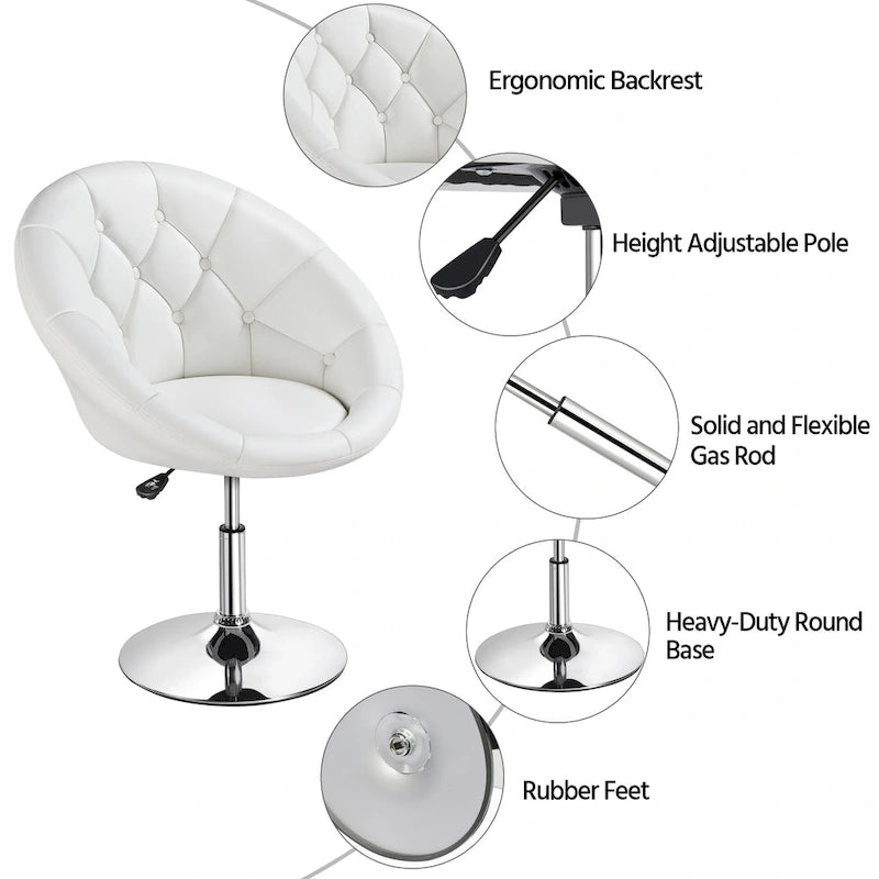 Yaheetech Modern Tufted Faux Leather Barrel Accent Chair