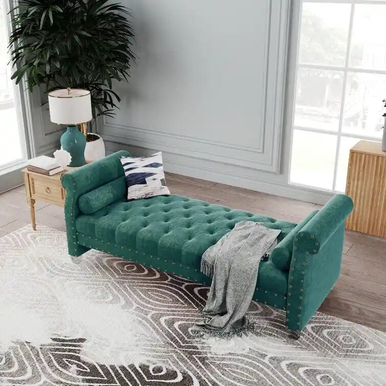 Haven Chesterfield Velvet Upholstered Bench 72 - 71.0 In. W X 28.0 In. H X 29.0 In. D