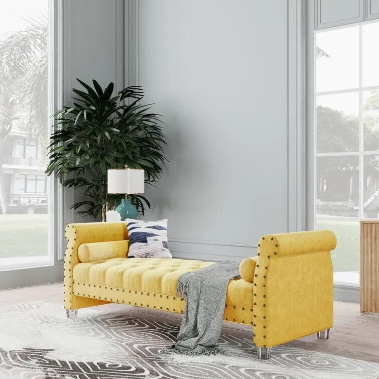 Haven Chesterfield Velvet Upholstered Bench 72 - 71.0 In. W X 28.0 In. H X 29.0 In. D