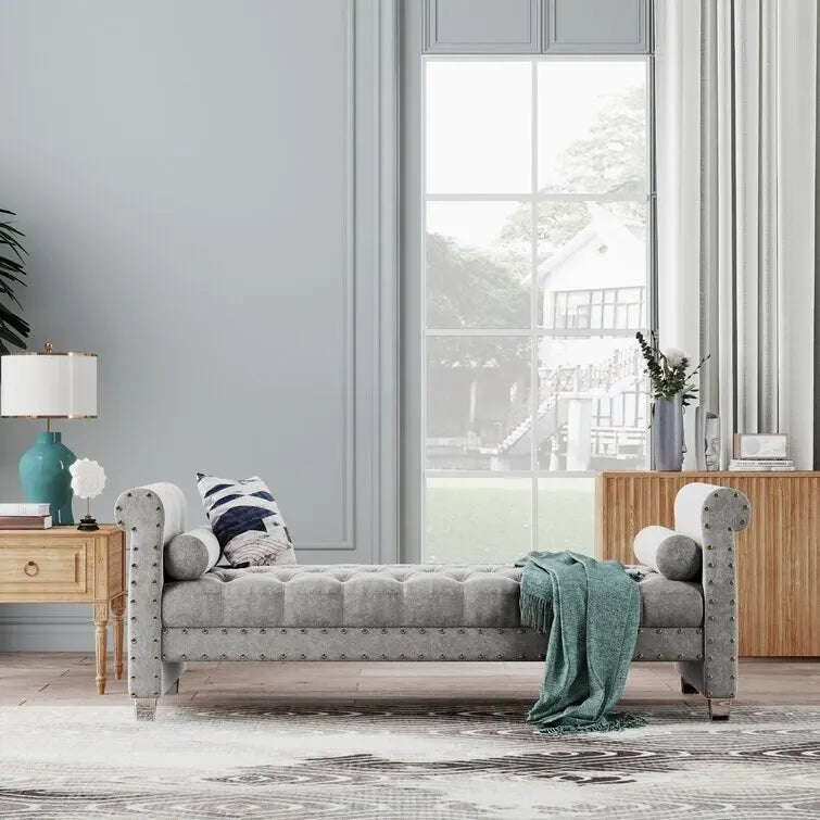 Haven Chesterfield Velvet Upholstered Bench 72 - 71.0 In. W X 28.0 In. H X 29.0 In. D