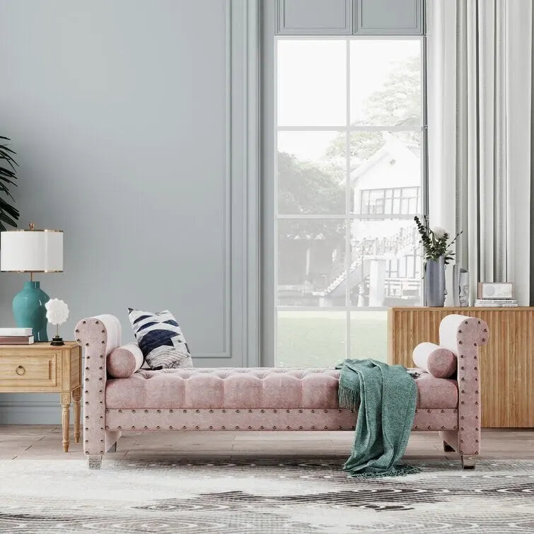 Haven Chesterfield Velvet Upholstered Bench 72 - 71.0 In. W X 28.0 In. H X 29.0 In. D