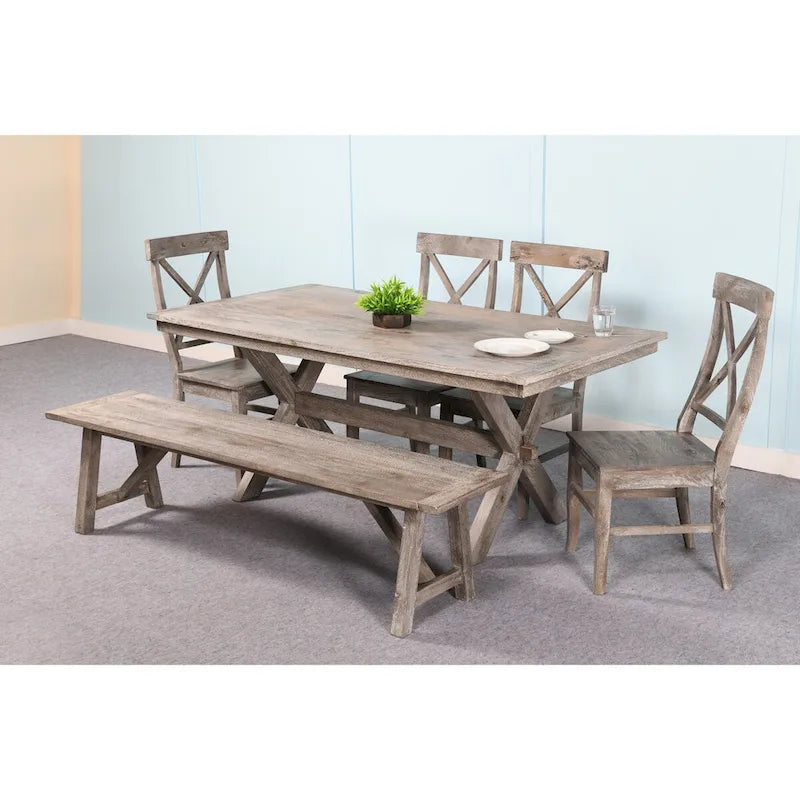 Banc de ferme traditionnel, finition d'aspect naturel Gris Rowan – 72 X 16 X 18