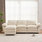 Modern Deep 3-Seat Sofa Couch with Ottoman
