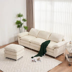 Canapé moderne 3 places avec pouf et méridienne