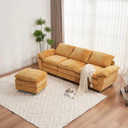 Canapé moderne 3 places avec pouf et méridienne