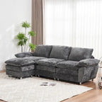 Canapé moderne 3 places avec pouf et méridienne