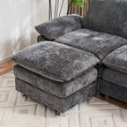 Canapé moderne 3 places avec pouf et méridienne