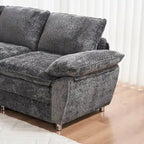 Canapé moderne 3 places avec pouf et méridienne