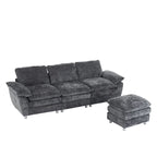 Canapé moderne 3 places avec pouf et méridienne
