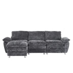 Canapé moderne 3 places avec pouf et méridienne