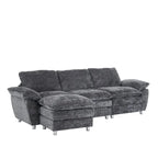 Canapé moderne 3 places avec pouf et méridienne