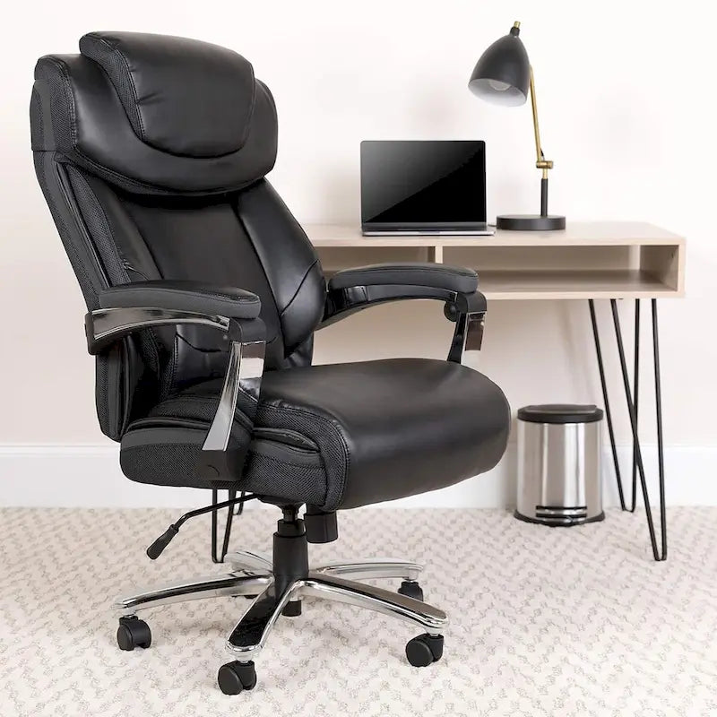 Fauteuil de direction noir en similicuir HERCULES Big & Tall de la série LeatherSoft