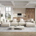 Grand canapé sectionnel modulable réversible en lin en U avec 2 poufs