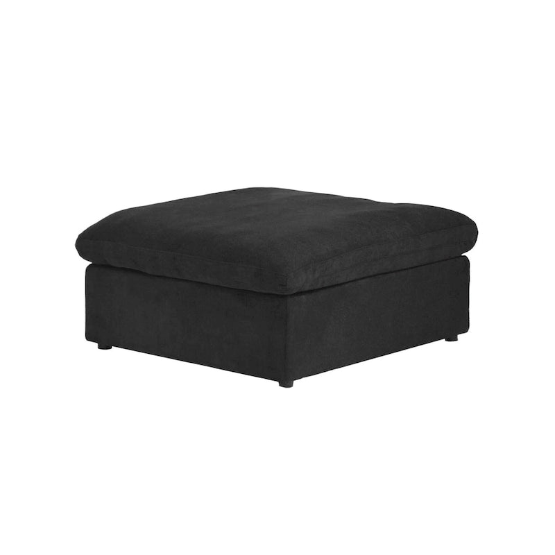 Grand canapé sectionnel modulable réversible en lin en U avec 2 poufs