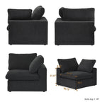 Grand canapé sectionnel modulable réversible en lin en U avec 2 poufs