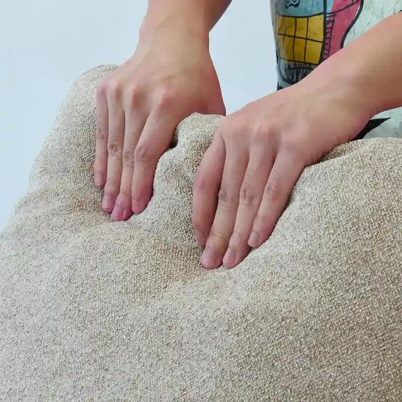 Grand canapé sectionnel modulable réversible en lin en U avec 2 poufs