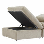 Grand canapé sectionnel modulable réversible en lin en U avec 2 poufs