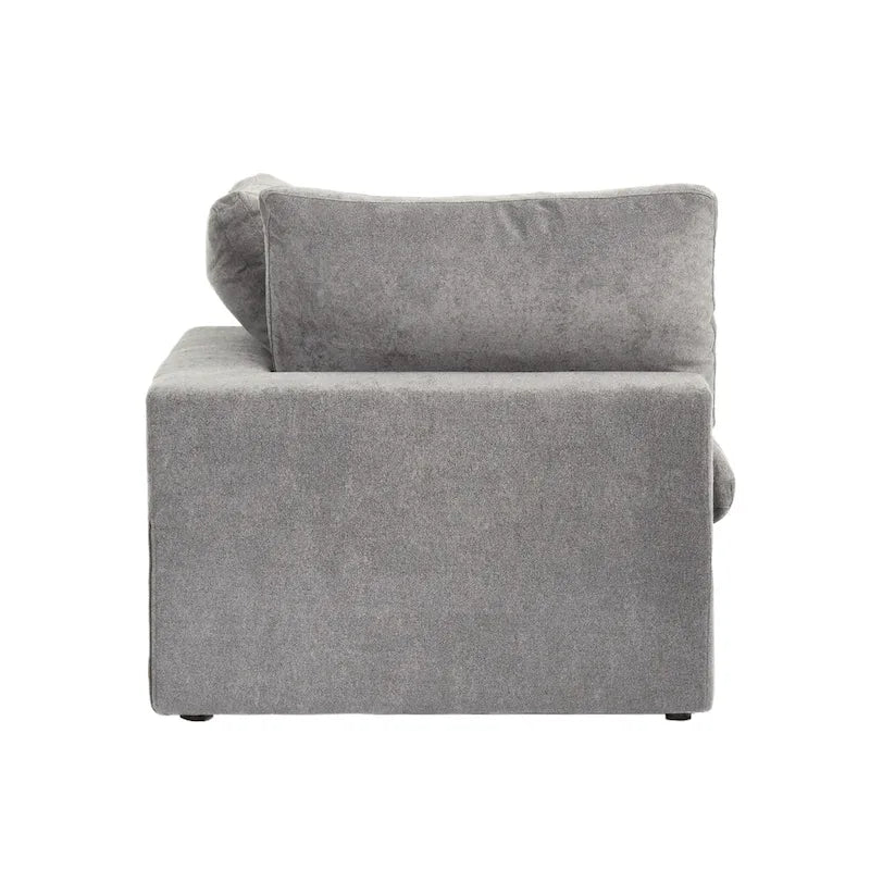 Grand canapé sectionnel modulable réversible en lin en U avec 2 poufs