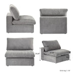 Grand canapé sectionnel modulable réversible en lin en U avec 2 poufs