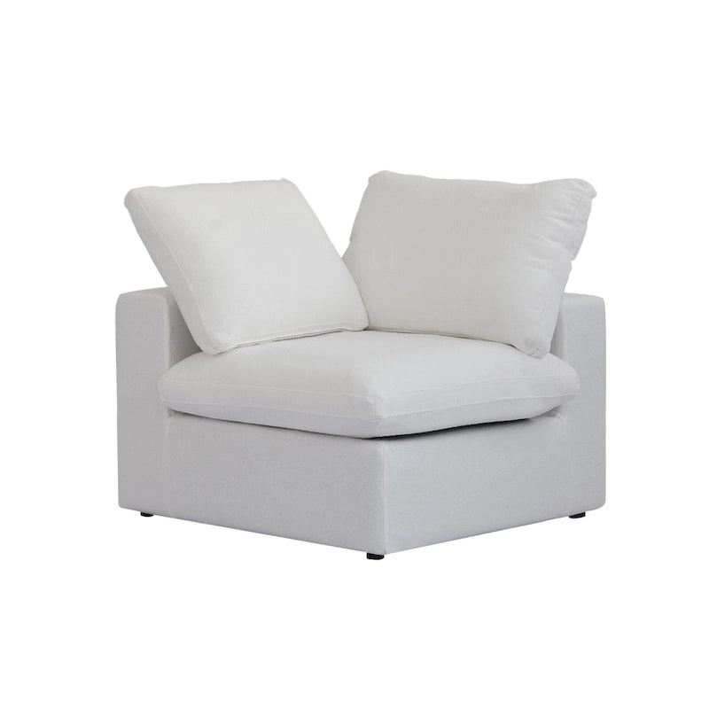 Grand canapé sectionnel modulable réversible en lin en U avec 2 poufs