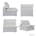 Grand canapé sectionnel modulable réversible en lin en U avec 2 poufs