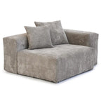 Grand canapé sectionnel modulable réversible en lin en U avec 2 poufs