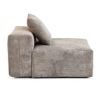 Grand canapé sectionnel modulable réversible en lin en U avec 2 poufs