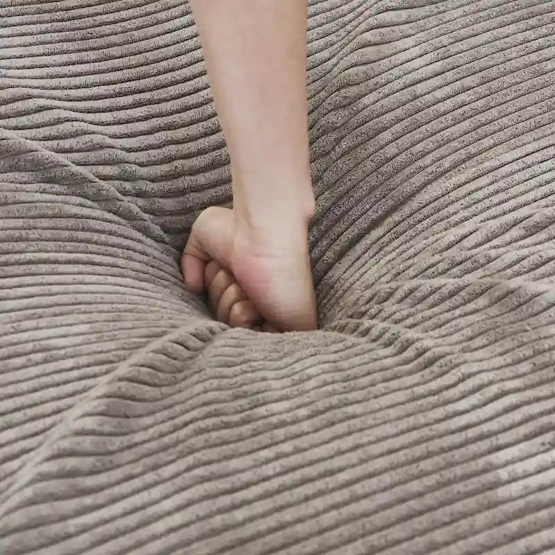 Grand canapé sectionnel modulable réversible en lin en U avec 2 poufs