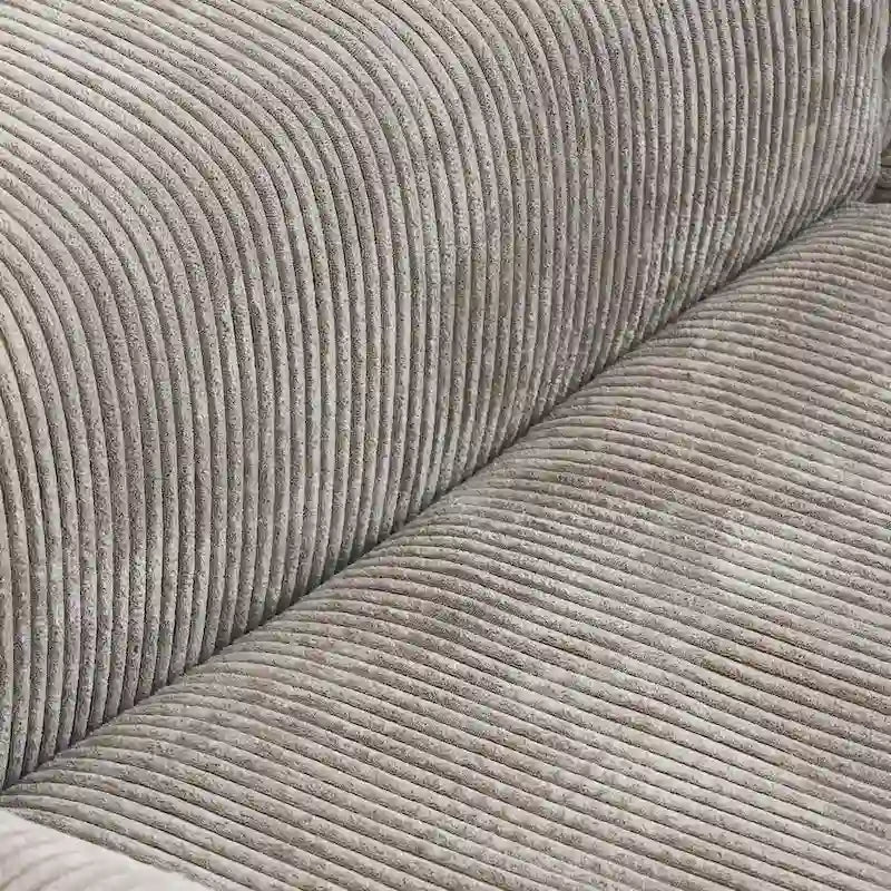 Grand canapé sectionnel modulable réversible en lin en U avec 2 poufs