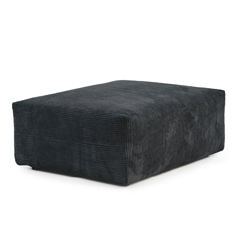 Grand canapé sectionnel modulable réversible en lin en U avec 2 poufs