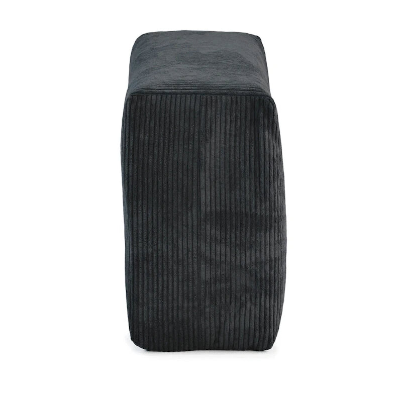 Grand canapé sectionnel modulable réversible en lin en U avec 2 poufs