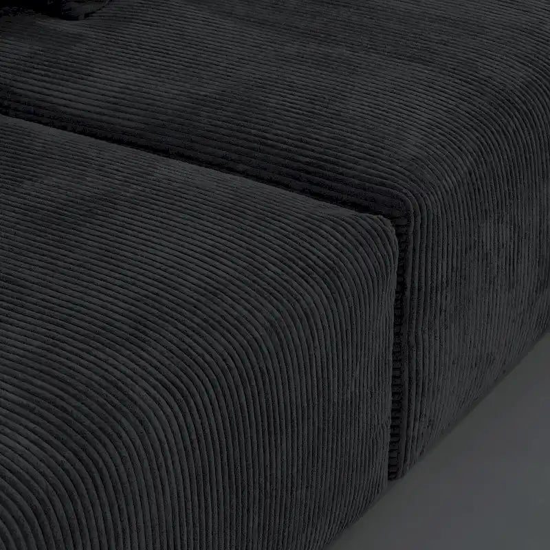 Grand canapé sectionnel modulable réversible en lin en U avec 2 poufs