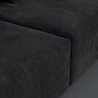 Grand canapé sectionnel modulable réversible en lin en U avec 2 poufs