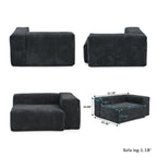 Grand canapé sectionnel modulable réversible en lin en U avec 2 poufs