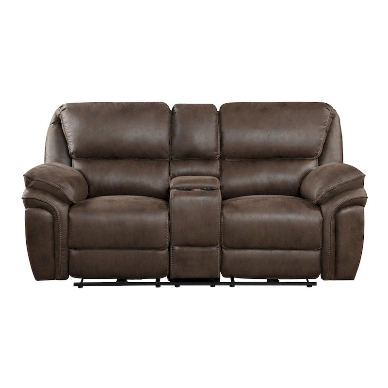 Tony 80 Inch Power Double Recliner Loveseat, Console Cupholders, USB, Brown
