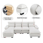 6-seat U-shaped Sectional Sofa, Sleeper Sectional with Waist Pillows for Living Room, Apartment
