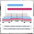 6-seat U-shaped Sectional Sofa, Sleeper Sectional with Waist Pillows for Living Room, Apartment