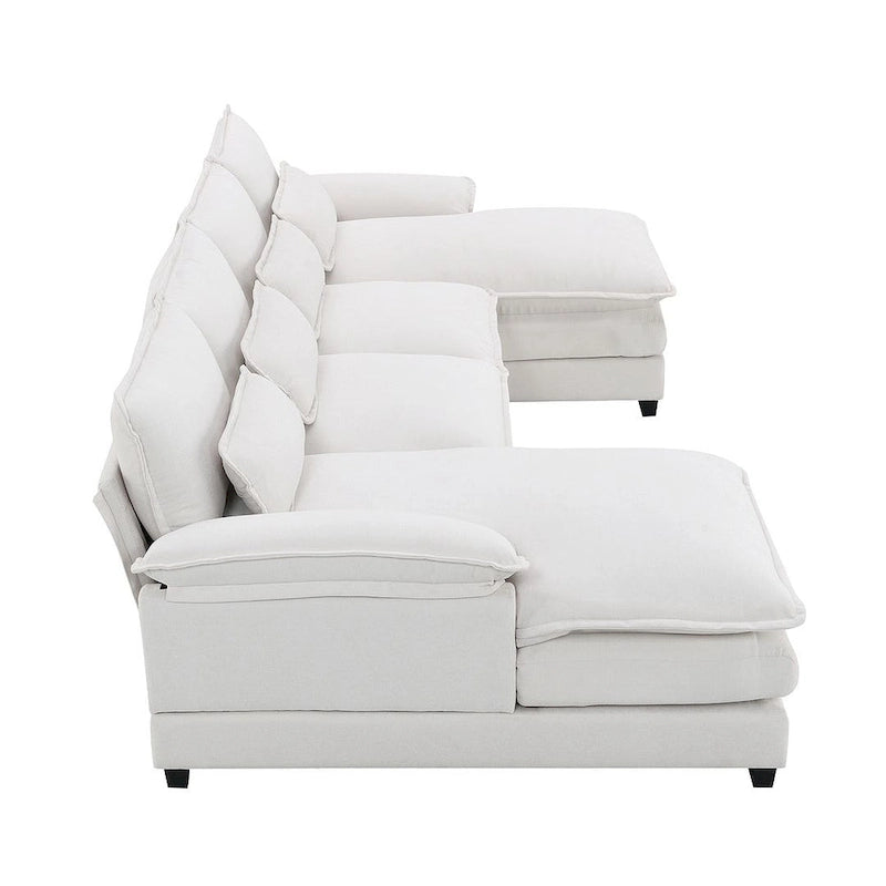 6-seat U-shaped Sectional Sofa, Sleeper Sectional with Waist Pillows for Living Room, Apartment