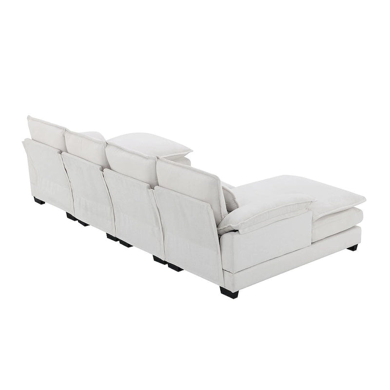 6-seat U-shaped Sectional Sofa, Sleeper Sectional with Waist Pillows for Living Room, Apartment