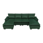 6-seat U-shaped Sectional Sofa, Sleeper Sectional with Waist Pillows for Living Room, Apartment