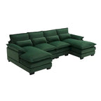 6-seat U-shaped Sectional Sofa, Sleeper Sectional with Waist Pillows for Living Room, Apartment
