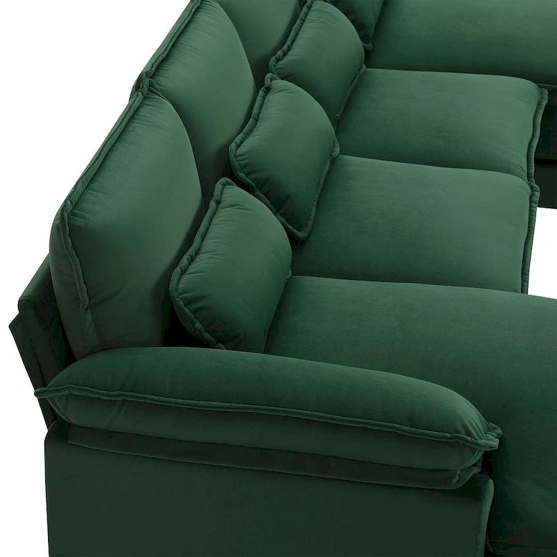 6-seat U-shaped Sectional Sofa, Sleeper Sectional with Waist Pillows for Living Room, Apartment